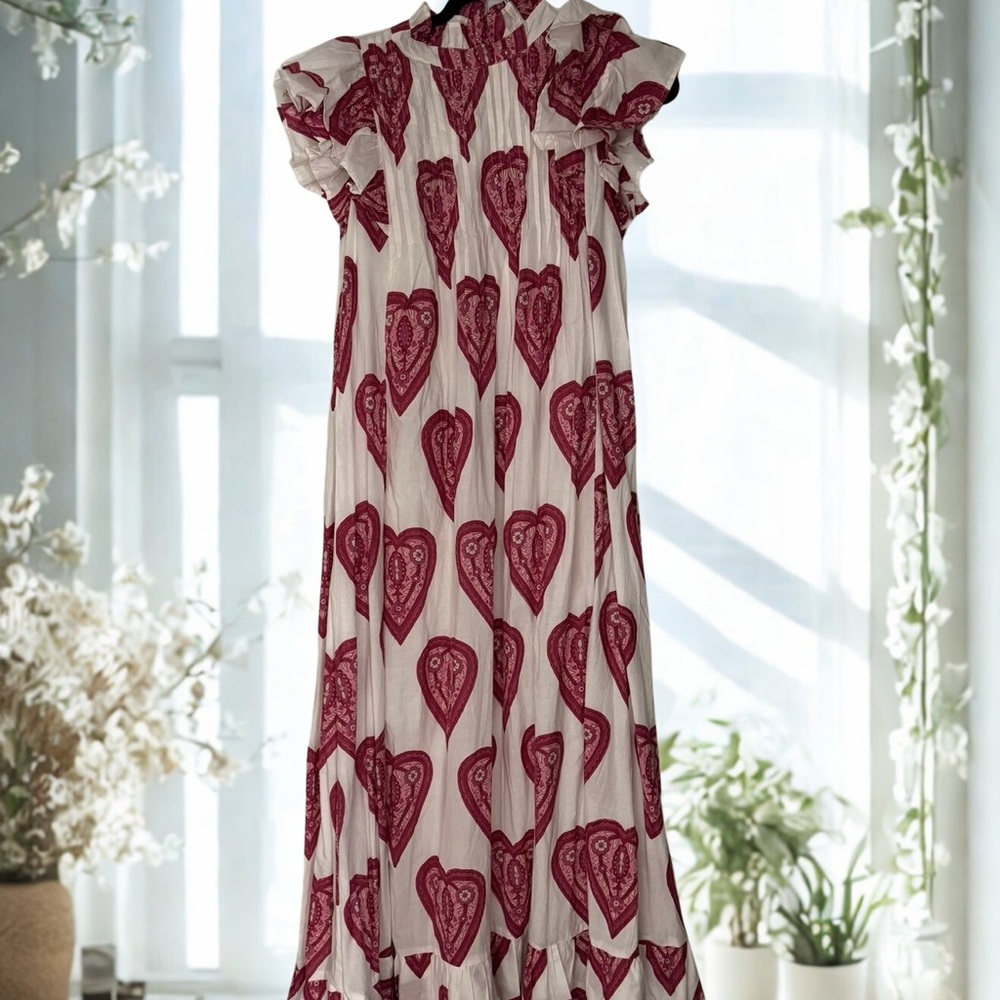 Victoria Dunn Maxi Dress with Red Heart Motif